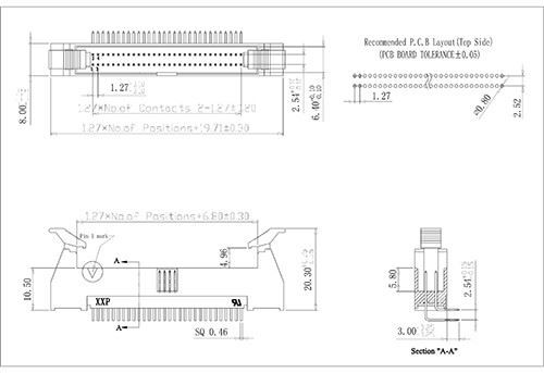 LHBR01 1.27x2.54mm Ejector Header 90°