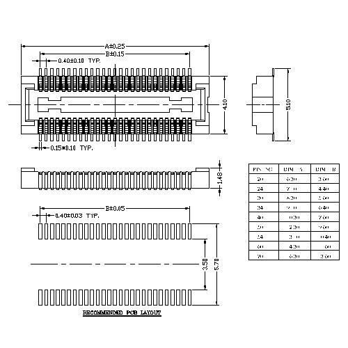 Board To Board Male Connector Pitch 0.4mm BB0.4M-1.5XXX02